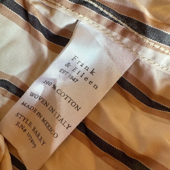 Frank & Eileen - The Barry Button Down Shirt in cream with camel stripe - Picture 12 of 15